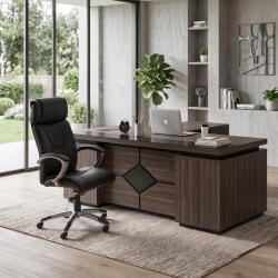 Brixton Executive Office Desk Walnut Manager Chair Leather Black Aletraris Furniture Cyprus