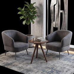 Leisure Armchair Grey Side Table Walnut Living Room Aletraris Furniture Cyprus